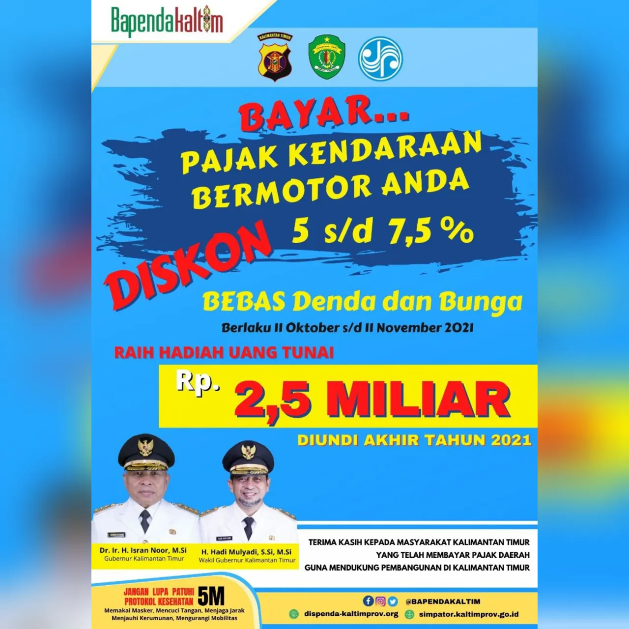 Bayar Pajak Kendaraan Bermotor Diskon 5 - 7,5% Periode 11 Oktober - 11 November 2021
