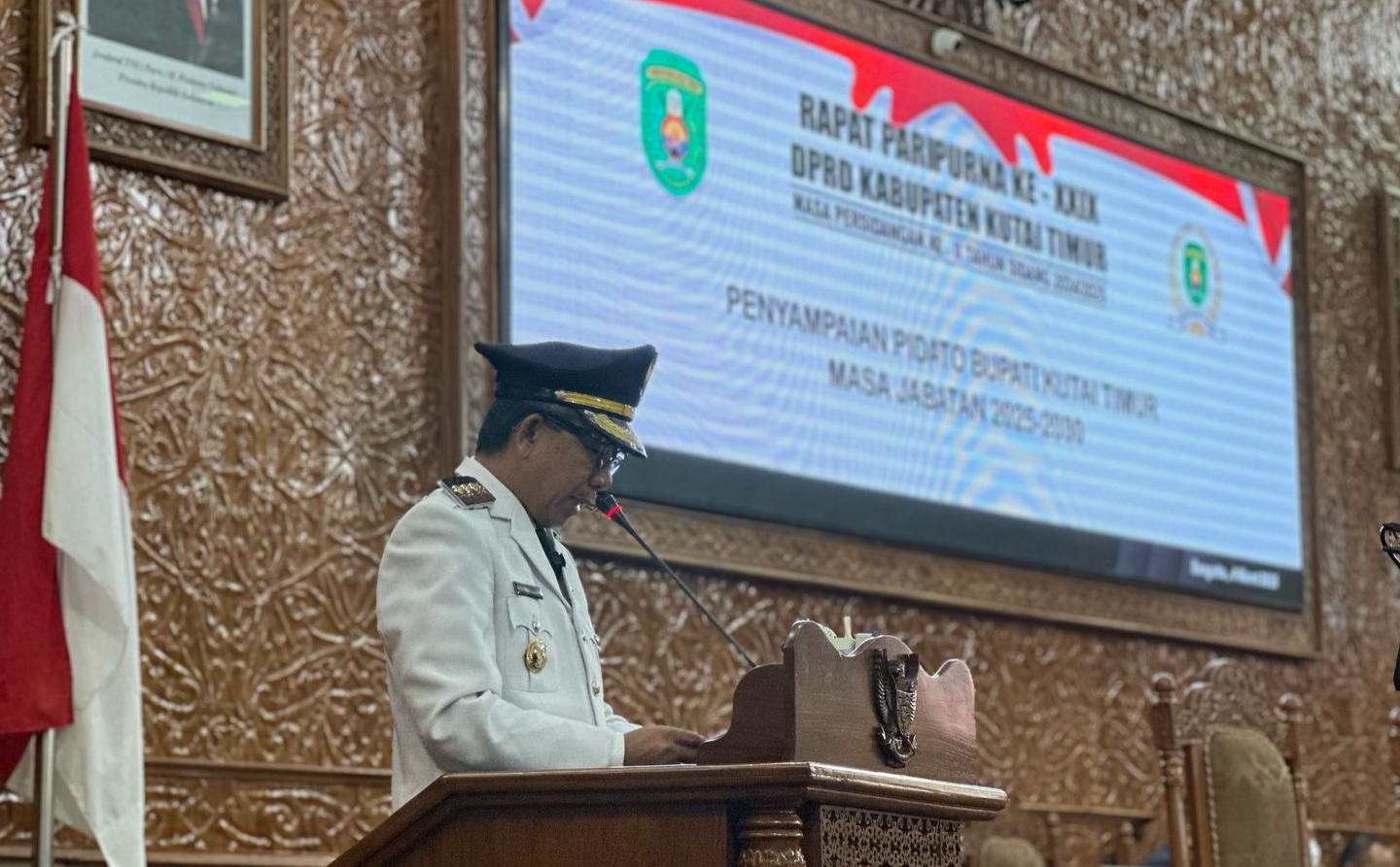 Bupati Kutim Sampaikan Pidato Perdana dalam Rapat Paripurna DPRD ke-XXIX