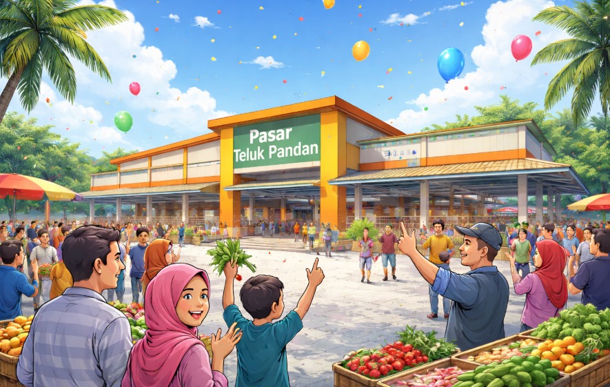 Fasilitas Tuntas 100 Persen, Pasar Teluk Pandan Tinggal Diresmikan
