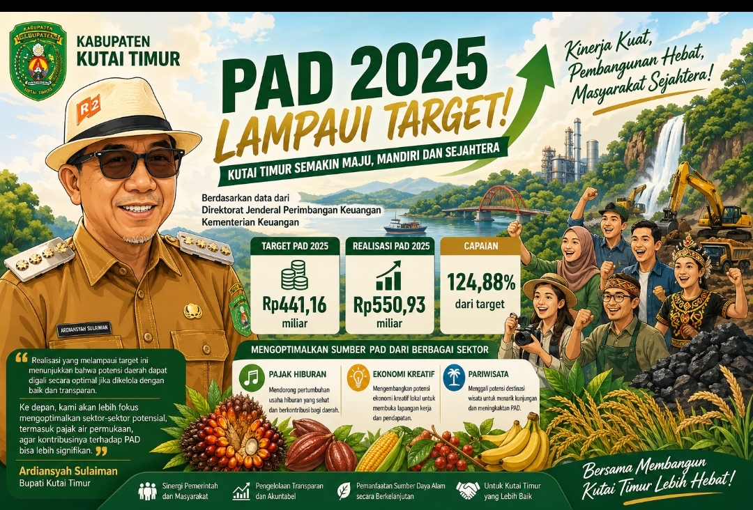 Kinerja Moncer, PAD Kutai Timur 2025 Lampaui Target Hingga 124,88 Persen