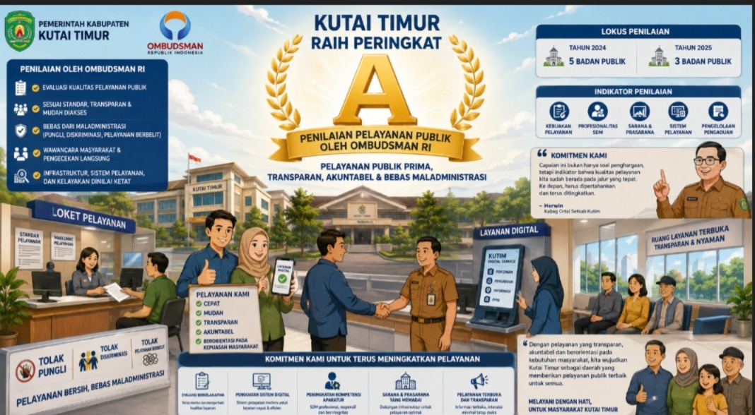 Pelayanan Publik Prima, Kutim Sukses Raih Predikat A dari Ombudsman RI