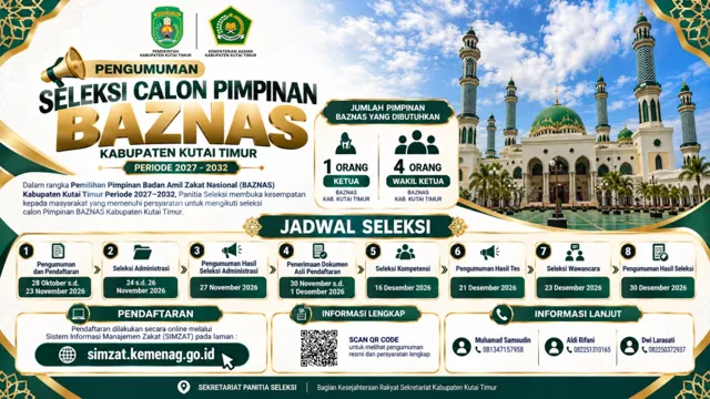 Pemkab Kutai Timur Buka Seleksi Calon Pimpinan BAZNAS Periode 2027–2032